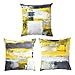 Decor MI Pillowcases Modern Grey Yellow Abstract Throw Pillow Covers Linen Square Pillowcase Decorative Cushion Pillow Cover Zipper Sofa Couch Bedroom Living Room Home Decor 18x18 inch, Set of 3