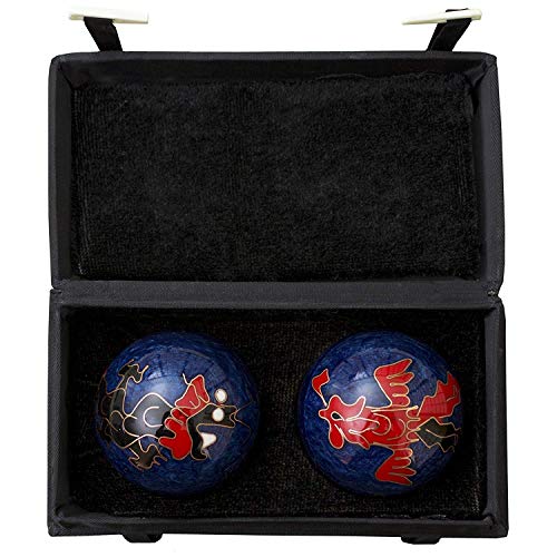Chinese Healthy Balls #40555 (Blue with Phoenix Bird and Dragon)