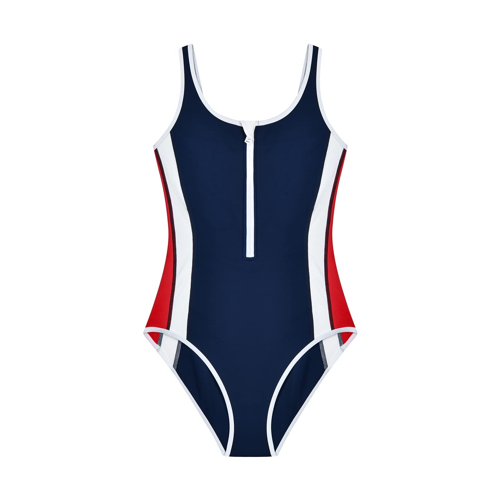 Veranobreeze Damen Sport Badeanzug Racerback Schwarz Sport Bademode(Rot & Dunkelblau, EU40) 5