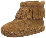 Minnetonka Back Flap Bootie (Infant/Toddler),Brown,1 M US Infant