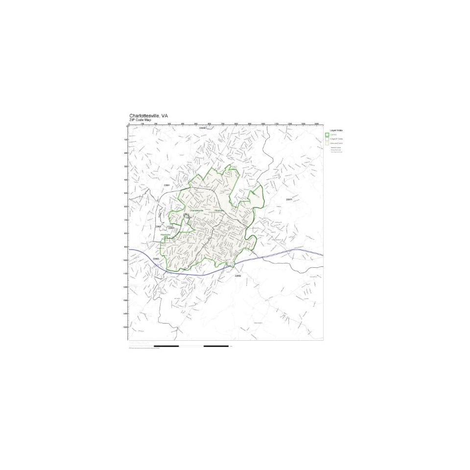 ZIP Code Wall Map of Charlottesville, VA ZIP Code Map Not Laminated on