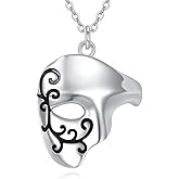 YFN Phantom of the Opera Necklace Sterling Silver Comedy And Tragedy Masks Pendant Necklace Drama Jewelry for Women Theater Gifts for Actress