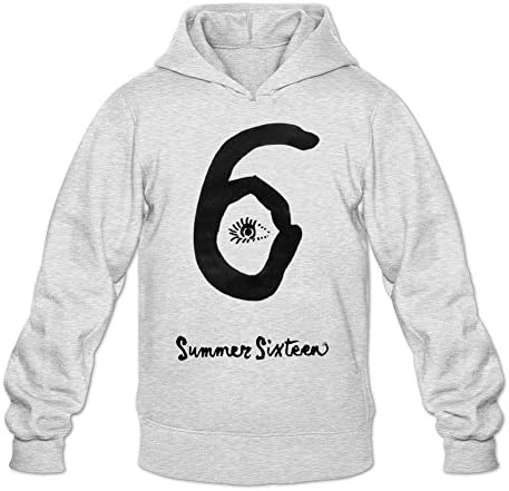 ZhMao Men's Drake Summer Sixteen Hoodied Sweatshirt Size L Light Grey