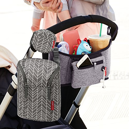 Skip Hop Grab & Go Pacifier Pocket, Grey Feather