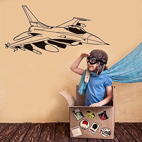 Crjzty Diy Jet Fighter Wall Stickers 3d Removable Vinyl Wall Art Poster Vintage Home Decor For Kids Boys 59 * 27cm