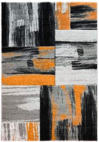 carpetcity Rug Modern Designer Living Room Shake Colour Gradient Square Level Red, Acrylic, Farbverlauf Orange Grau, 160 cm_x_230 cm