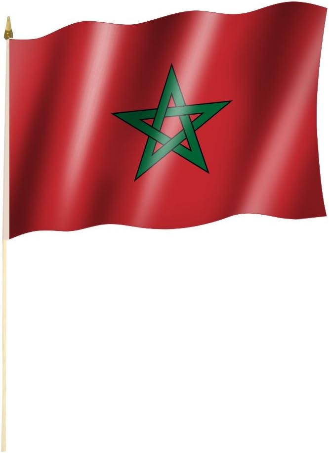 Stock Flag Stick Flag Morocco Flag Flag 12 X 18 Inches With Approx 60 Cm Bar Pole Amazon De Auto