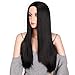 ForQueens Long Black Wig Synthetic Straight Wigs for Women Middle Part Cosplay Full Wig Heat Resistant Fiber