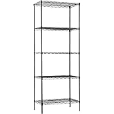 14" D×24" W×60" H Wire Shelving Unit Metal Commercial Shelf with 5 Tier Layer Rack Strong Steel for Restaurant Garage Pantry Kitchen Garage，Black