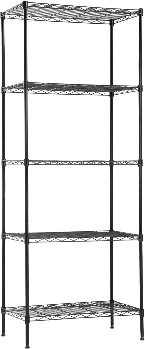 Photo 1 of 14" D×24" W×60" H Wire Shelving Unit Metal Commercial Shelf with 5 Tier Layer Rack Strong Steel for Restaurant Garage Pantry Kitchen Garage?Black