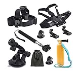 Nana 5-in-1 Accessories Bundle for GoPro Hero4 /3+/3/2/1 sj4000 sj5000 camera Head Belt Strap Mount+ Chest Belt Strap Mount+Floating Handle Grip+Bike Handlebar Mount + pouch