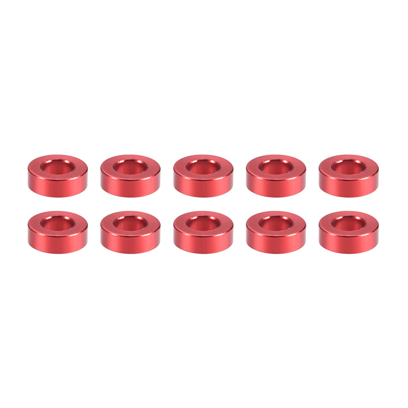 YOKIVE 10 Pcs Standoff Spacer, Aluminum Round Straight Spacer | Prevent Joint Deformation, Great for Robot, Drone (Red, 3.1x6x2mm)