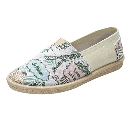 Schuhe, Resplend Slip on Sneaker Weibliche Cartoon Print Flache Schuhe Atmungsaktiv Espadrilles Turnschuhe Outdoorschuhe
