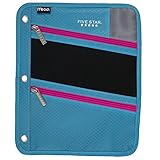 Five Star Zipper Pouch, Pencil Pouch, Pen Holder, Fits 3 Ring Binders, Teal / Bright Pink (50642BG7)