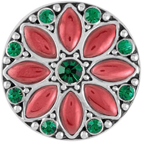 Ginger Snaps RED CHRISTMAS FLOWER SN19-17 Interchangeable Jewelry Snap Accessory