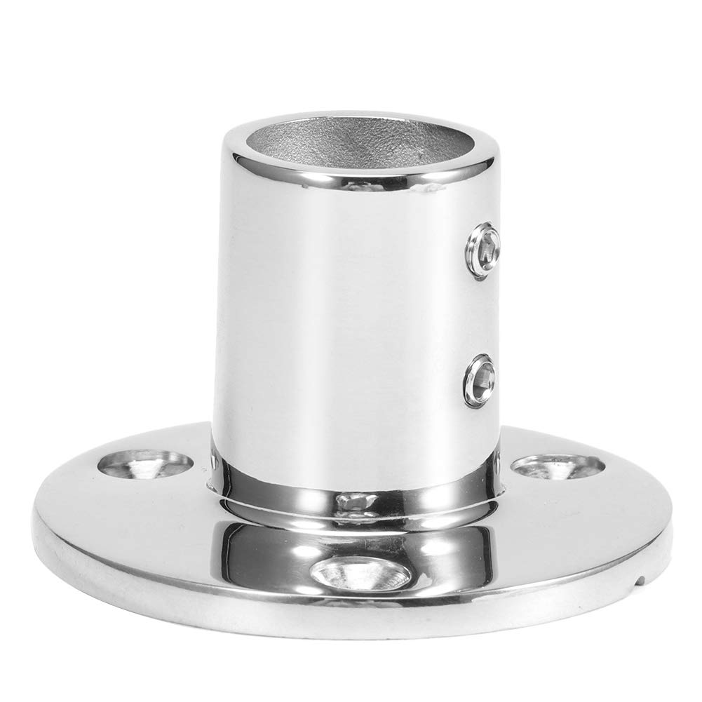 KIMISS 316 Stainless Steel 90 Degree Round Tube Base Hand Rail Fitting for Marine Boats, Durable Boat Accessories