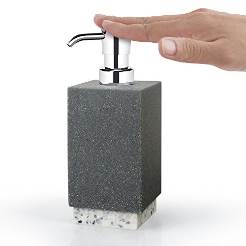 Allure Home Creations Marcello Stone 4-Piece Bathroom Accessory Set- 1 Lotion Pump, 1 Toothbrush Holder, 1 Soap Dish and 1Tumbler