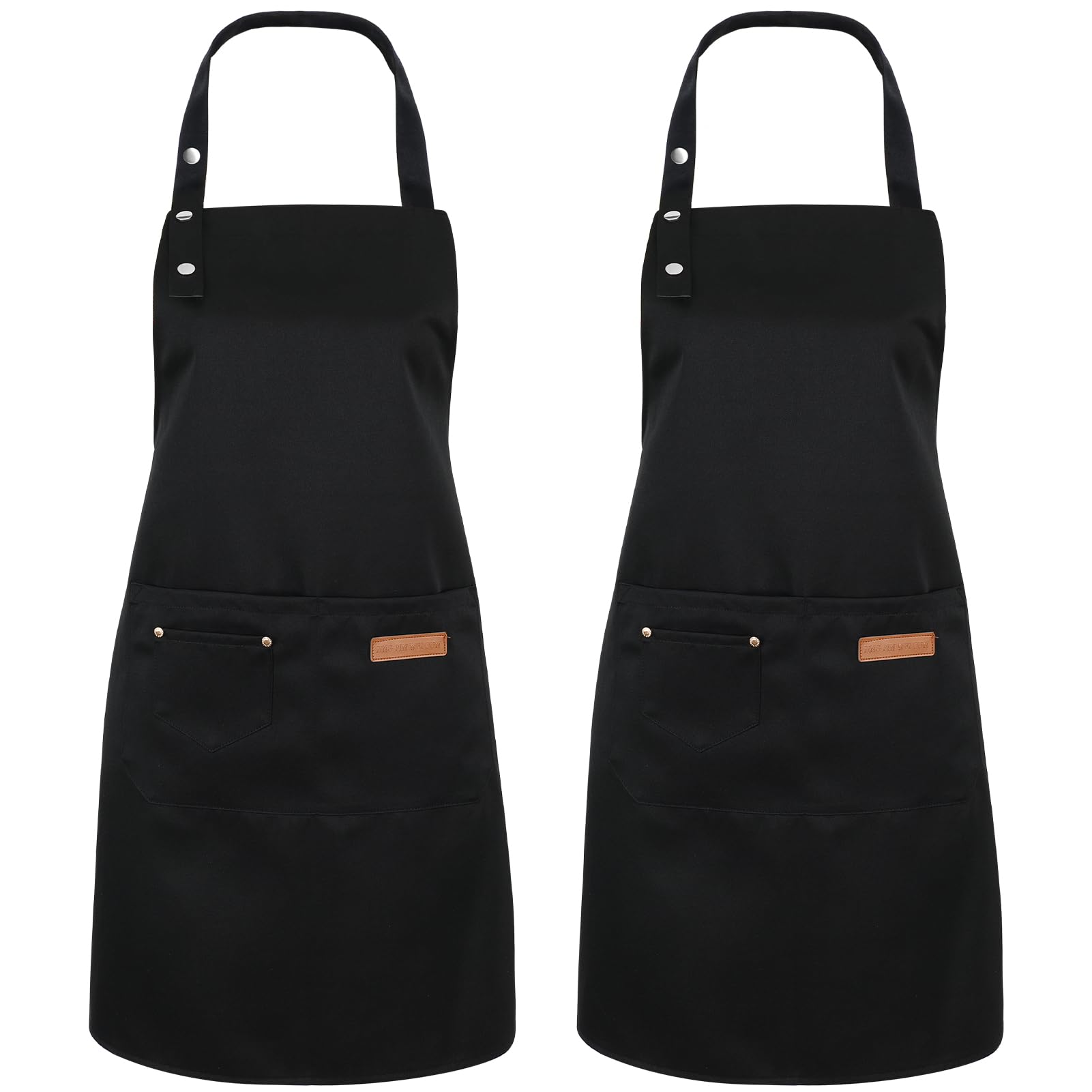 Invalidism 2 Pack Kitchen Apron for Women,Unisex Adjustable Cooking Aprons with Pockets,Canvas Waterproof Apron Chef Bakers Aprons for Home Kitchen Restaurant Coffee House(Bib)