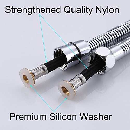 TRIPHIL Explosion-proof Bidet Sprayer Hoses Extra-long Anti-burst Hand Held Hose Replacement Flexible Metal Shower Tube Extension Brass Connectors Stainless Steel Sleeve Polished Chrome 79 Inches
