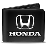 Buckle-Down PU Bifold Wallet - Honda 3-D Logo Black/Silver/White