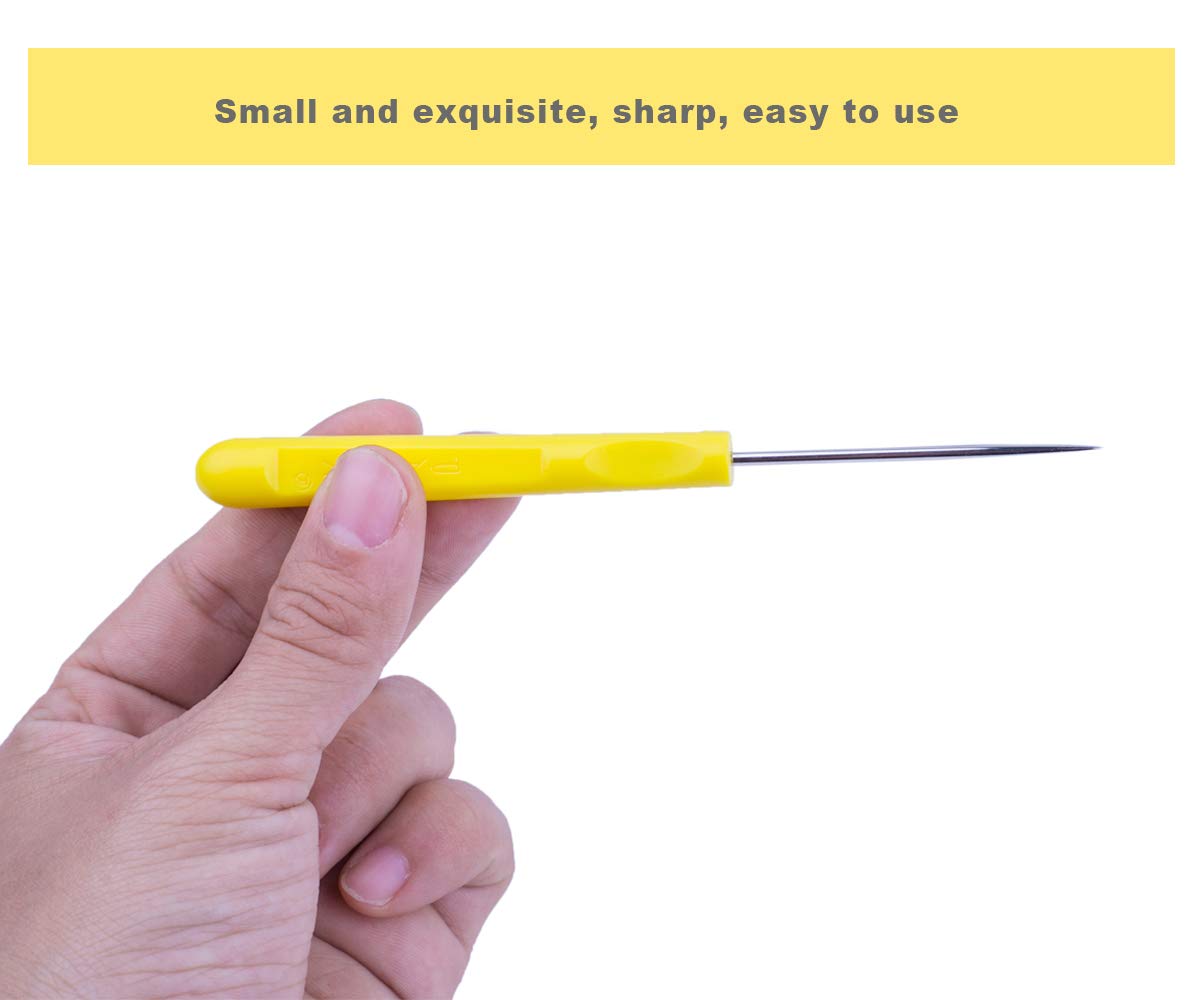 ZLKSKER (Pack of 4) Leather Stitching Sewing Awl with Plastic Handle, Beading Awl Repair Tool