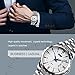 cofuo Men's Stainless Steel Quartz Dress Watch, Wrist Band Business Analog Watches Unique Waterproof Roman Numeral Casual Fashion Calendar Wristwatch - （Silver Blue）
