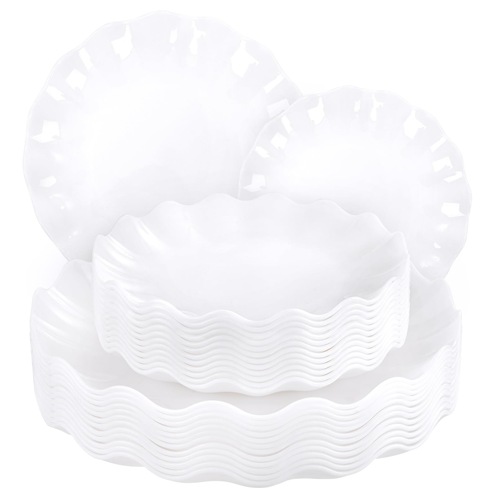Photo 1 of LIYH 24 Pcs White Plastic Plates Reusable - Unbreakable Party Plates, Microwave & Dishwasher Safe Camping Plate Sets Perfect for Parties, Birthday, Picnics, BPA Free (12Guests)