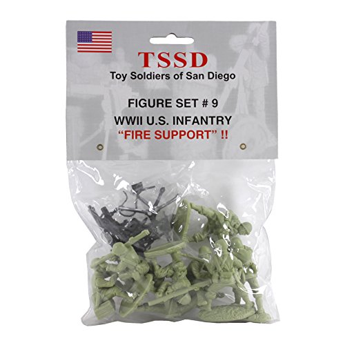 TSSD WW2 US Marines Fire Support: 8 Green 1:32 Plastic Army Men Figures