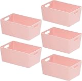 Niftii 5-Pack Plastic Storage Baskets 3.9L Lightweight with Handles 17x25x11cm