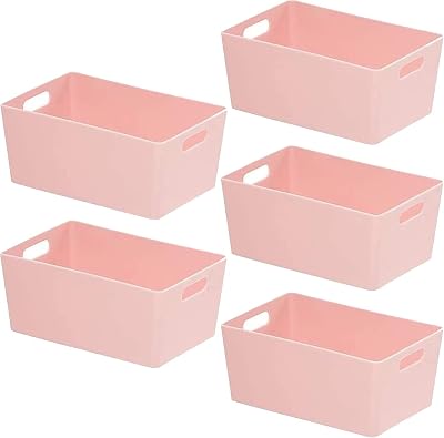 Niftii 5-Pack Plastic Storage Baskets 3.9L Lightweight with Handles 17x25x11cm