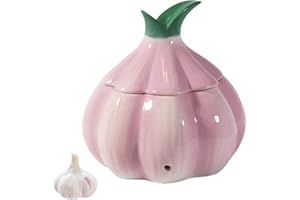 TOIVO Garlic Keeper for Counter，with Lid and Holes GarlicSaver,Garlic Holder Storage Container toKeep(purple)