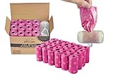 EXPAWLORER Pink Dog Poop Bags Degradable Unscented Leak-Proof Pet Waste Bag includes Dispenser 24 Rolls / 480 Count