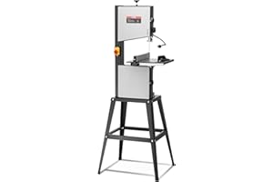 VEVOR Band Saw with Stand, 10-Inch, 560 & 1100 RPM Two-Speed Benchtop Bandsaw, 370W 1/2HP Motor with Metal Stand Optimized Work Light Workbench Fence and Miter Gauge, for Woodworking Aluminum Plastic