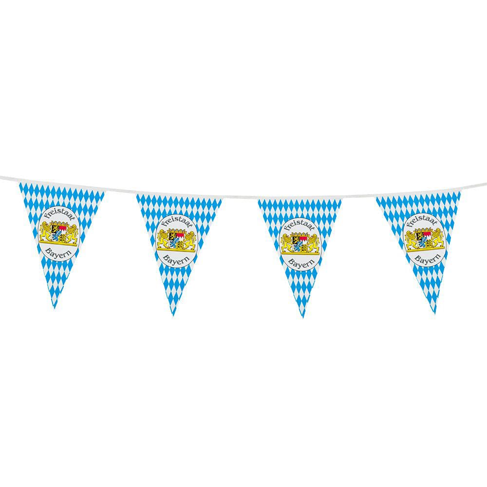 Boland 54220 Freistaat Bayern Bavarian Oktoberfest Bunting,10m Blue, and White Decorative Flag Banner Authentic Bavarian Festive Decoration, Perfect for Oktoberfest Celebrations, German Theme Parties