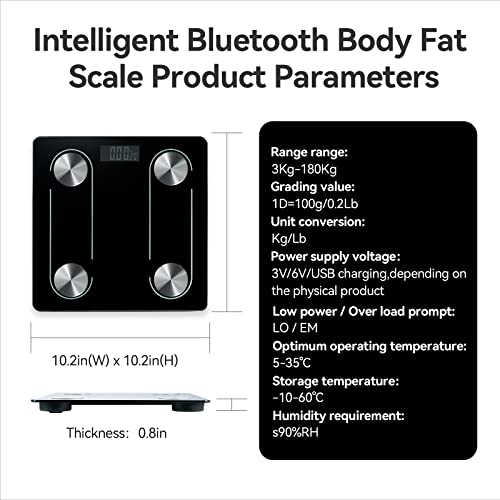 Scales for Body Weight and Fat-Digital Body Scale Smart, Precise Measurement Bluetooth Body Fat Scale, App Sync Body Fat Measurement Device, Rechargeable Bathroom Scales