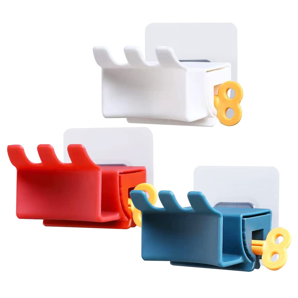XINGSUI Wall Mounted Toothpaste Squeezer-3 Sets Rolling Tube Toothpaste Squeezers, 3-in-1 Toothpaste Tube Squeezer Holds, for Toothpaste, Ointment, Hand Cream (Self-adhesive, Red, Blue,White)