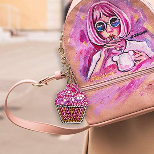 4pcs DIY Ice Cream Keychain Diamond Painting Mosaic Making Kits 5D Keychain Diamond Painting Cake Ice Cream Key Ring Pendant Gift