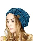 NYfashion101 Exclusive Unisex Two Tone Warm Cable Knit Thick Slouch Beanie Cap