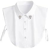 Eyibenlilan Handcrafted Faux Diamond and Pearl Fake Collar Shirts Versatile Dickey Collar Half Shirt Collar for Women