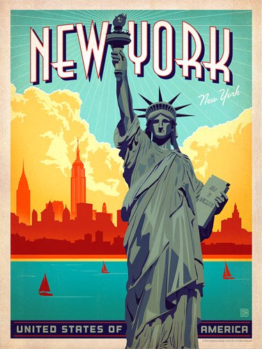 NEW YORK NY Statue of Liberty BUMPER STICKER (vintage bumper lady)