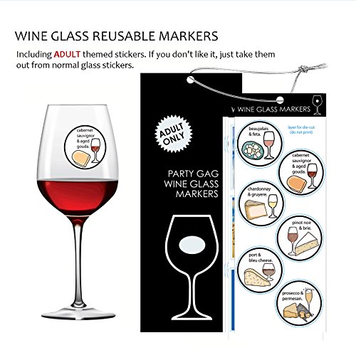 Wine Opener Set , 5 Pcs Deluxe Wine Accessory Set- Includes Corkscrew, Stopper, Aerator Pourer, Foil Cutter, Silver Glass Paint Marker w/ Fun Static Cling Reusable Drink Markers Stickers in Gift Box, Red