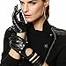 Elma Tradional Women's Italian Nappa Leather Gloves Motorcycle Driving Open Back (7.5, Black)