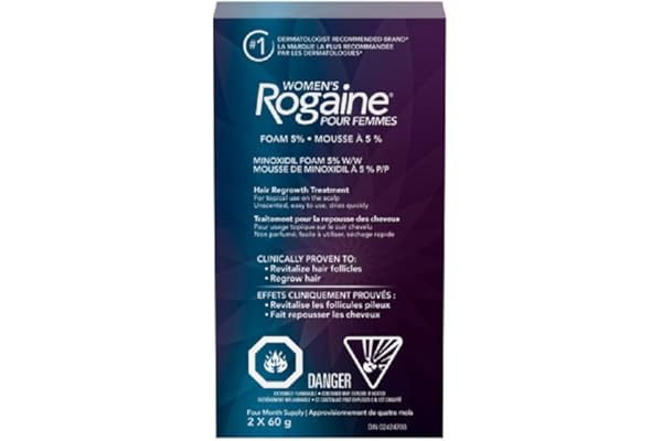 Rogaine Women's Rogaine 5% Minoxidil Foam - Once-a-day Hair Loss & Thinning Treatment, 4 Month Supply, white, 2 Month
