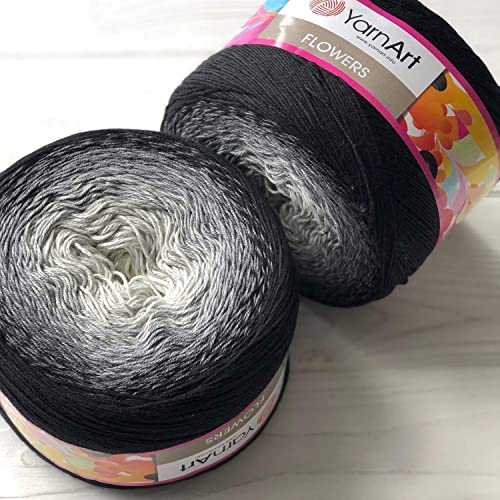 Yarn Art YarnArt Flowers Yarn 55% Cotton 45% Acrylic 250gr 1094yds Multicolor Cotton Yarn Rainbow Crochet Yarn Spring Summer - 1 Fine Sport Skein (253)