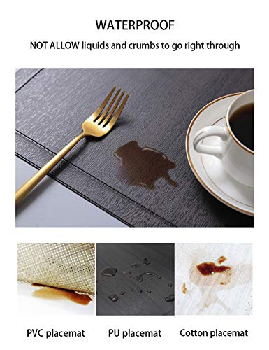 Alpiriral Dining PlaceMats Set of 4 Heat Resistant PlaceMats Easy to Wipe Off Scrub Vinyl Place Mats Washable Table Mats Protect A Table from Messes & with A Nice Looking in Black