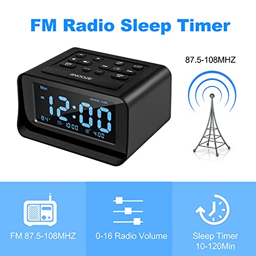 Acsonwin Digital Alarm Clock Radios with USB Charger ports, Bedside