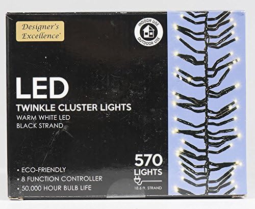 LED TWINKLE LIGHTS-18.6ft Cluster Light w/Black Strand