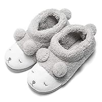 GaraTia Warm Indoor Slippers for Women Fleece Plush Bedroom Winter Boots Grey High Top 9-10.5 M US