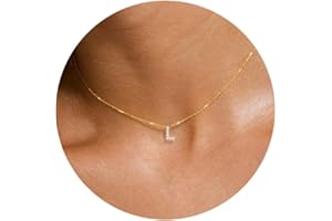 ZOERAY Initial Necklaces for Women Dainty Gold CZ Letter Necklace 14K Gold Plated Trendy Simple Cute Gold Choker Necklace Personalized Name A-Z Capital Necklace Jewelry Gifts for Women Girls