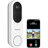 REOLINK Video Doorbell Camera, Battery Version, 2K 150°x150° Head-to-Toe View, 2.4/5 GHz Dual-Band WiFi, Person/Vehicle/Package Detection, Two-Way Talk, No Monthly Fees (Chime not Included)